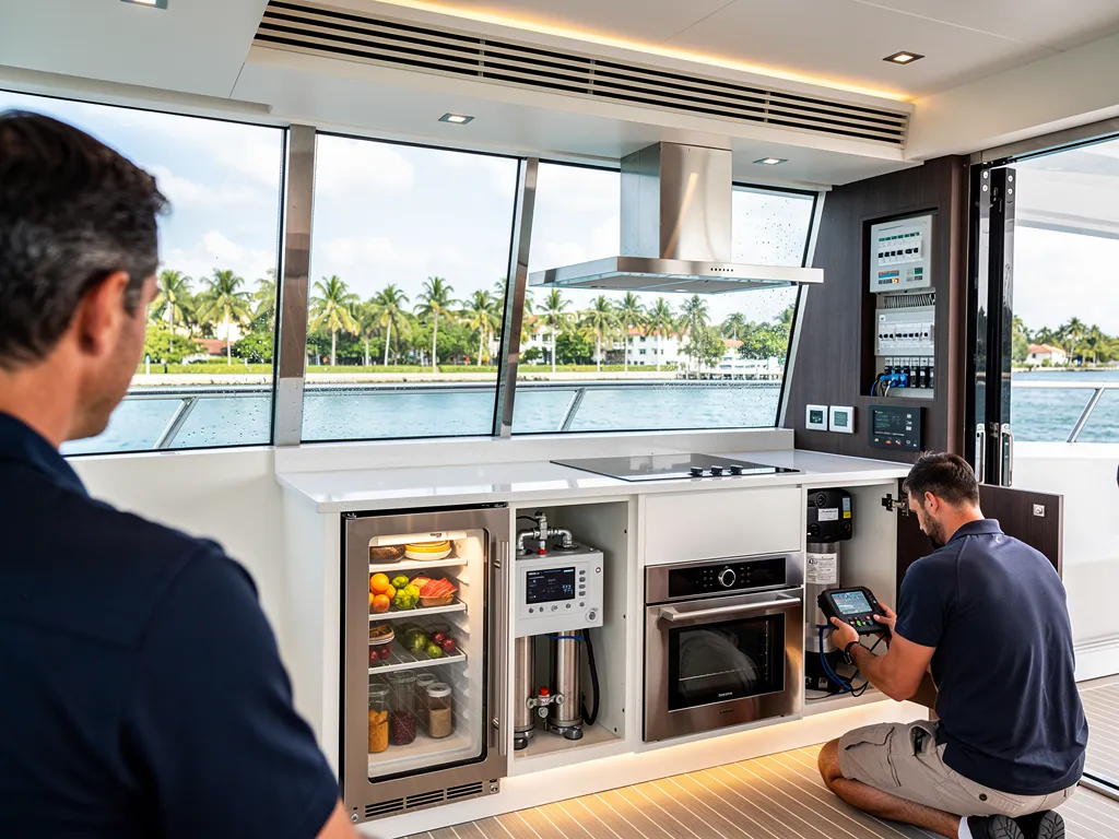 Marine refrigeration, HVAC, and electrical systems aboard a South Florida vessel